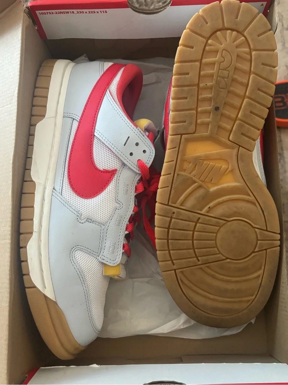 Nike Air Dunk Jumbo in White and Light Crimson